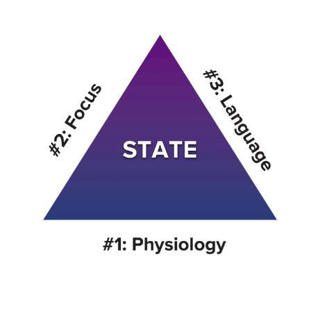 peak state triangle image with labels called emotional triad 