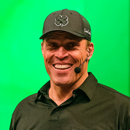 tony robbins with green background